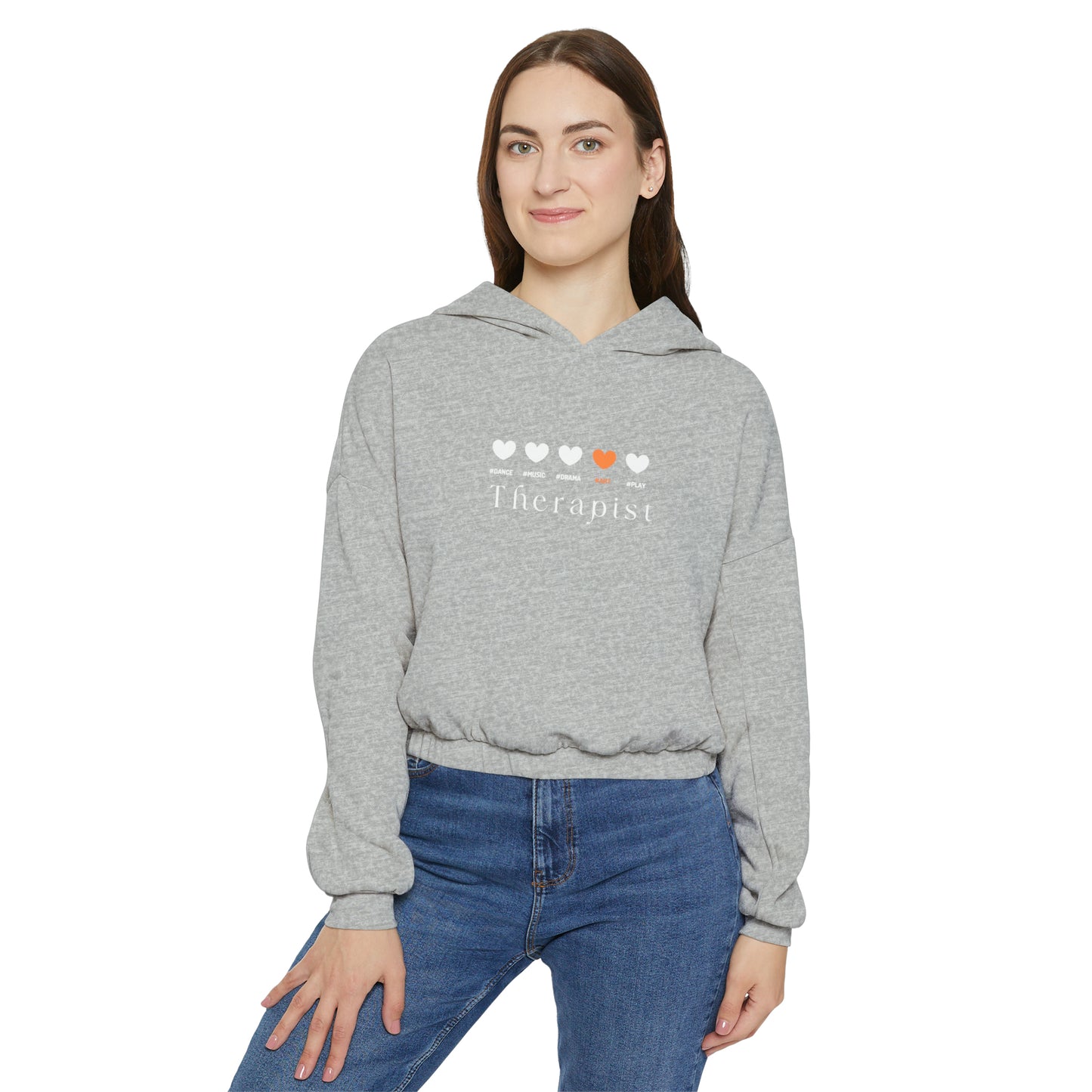 Orange - My Dope 5 Hearts Art Women's Cinched Bottom Hoodie