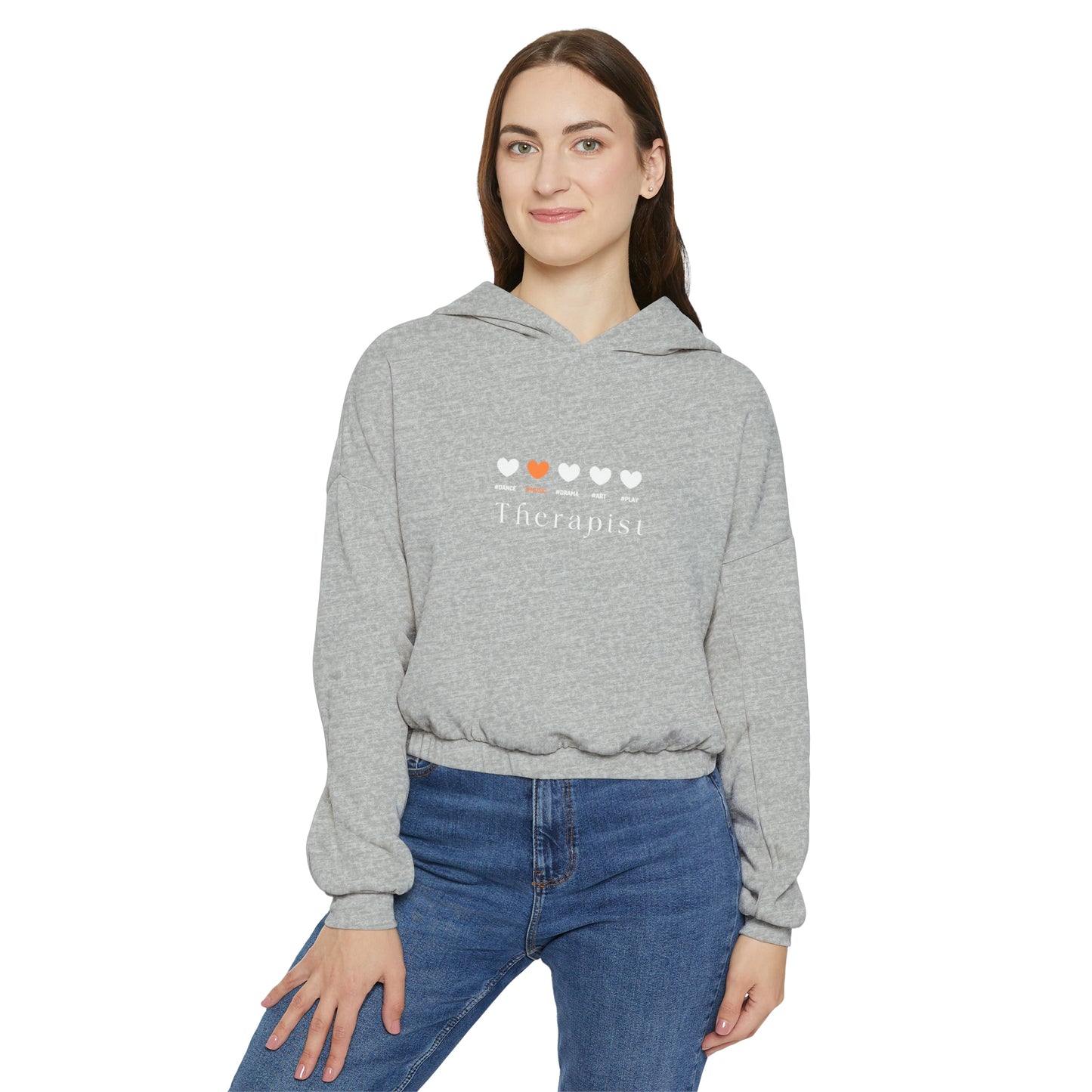 Orange 5 hearts Music - Women's Cinched Bottom Hoodie