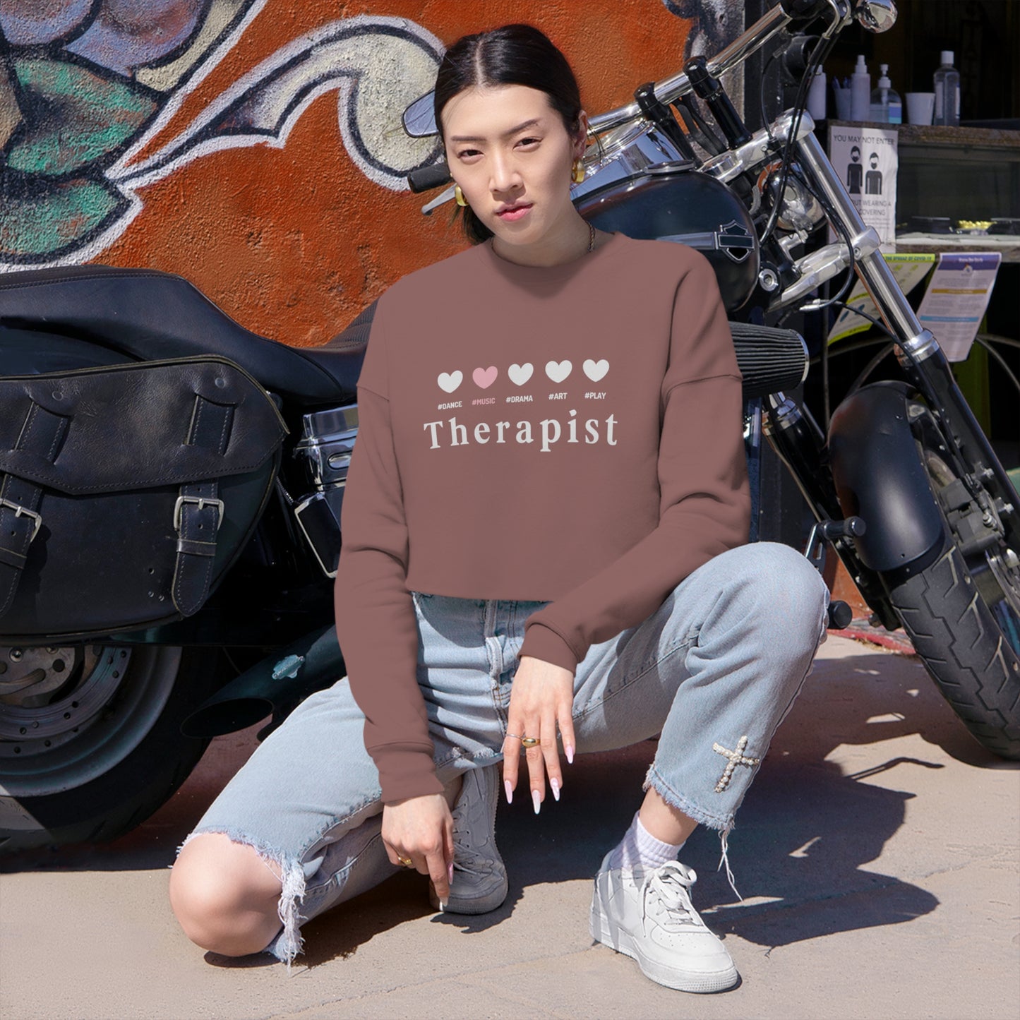 5 hearts Music - pink - Cropped Sweatshirt