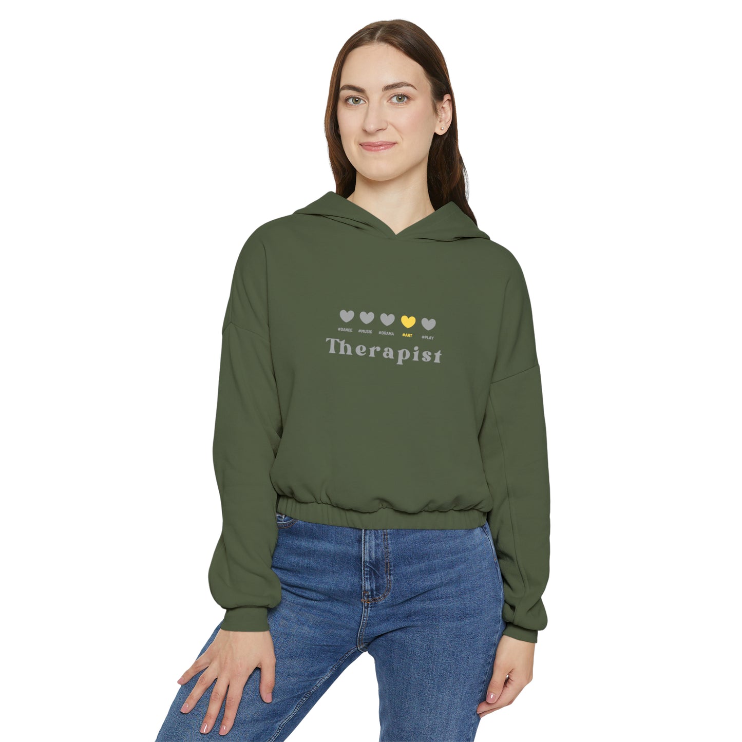 Yellow My Dope 5 hearts - Art - Women's Cinched Bottom Hoodie