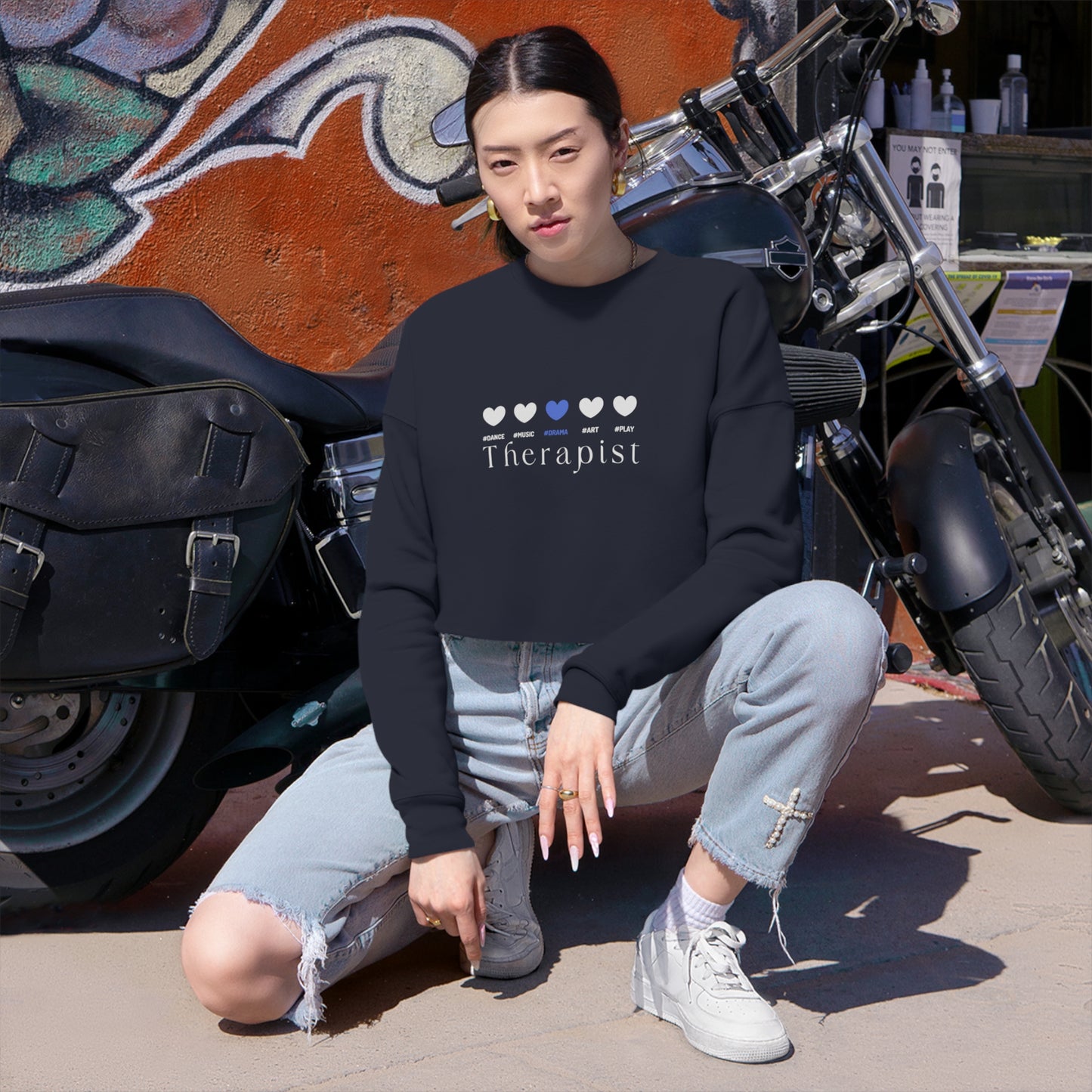5 hearts - drama - blue - Cropped Sweatshirt