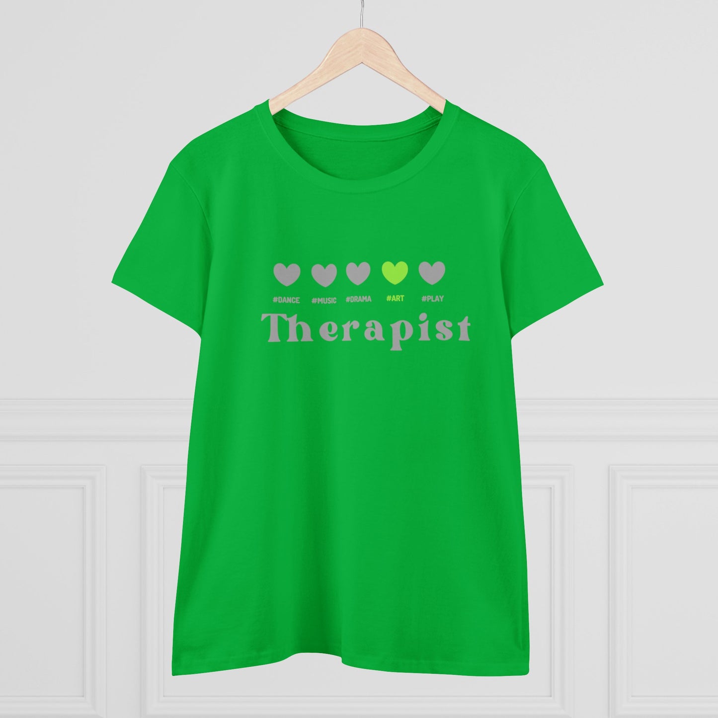 Green 5 hearts - Art - Women's Midweight Cotton Tee
