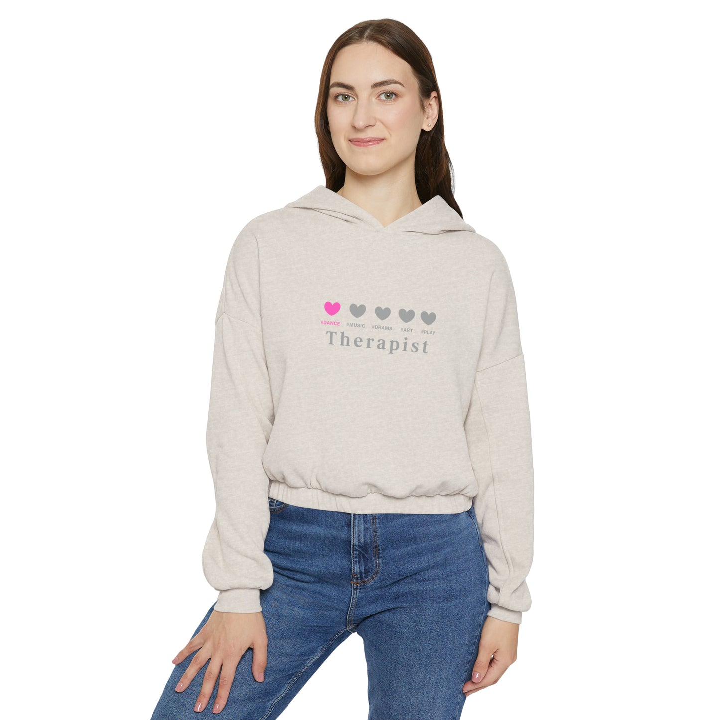 Pink 5 Hearts Dance - Women's Cinched Bottom Hoodie