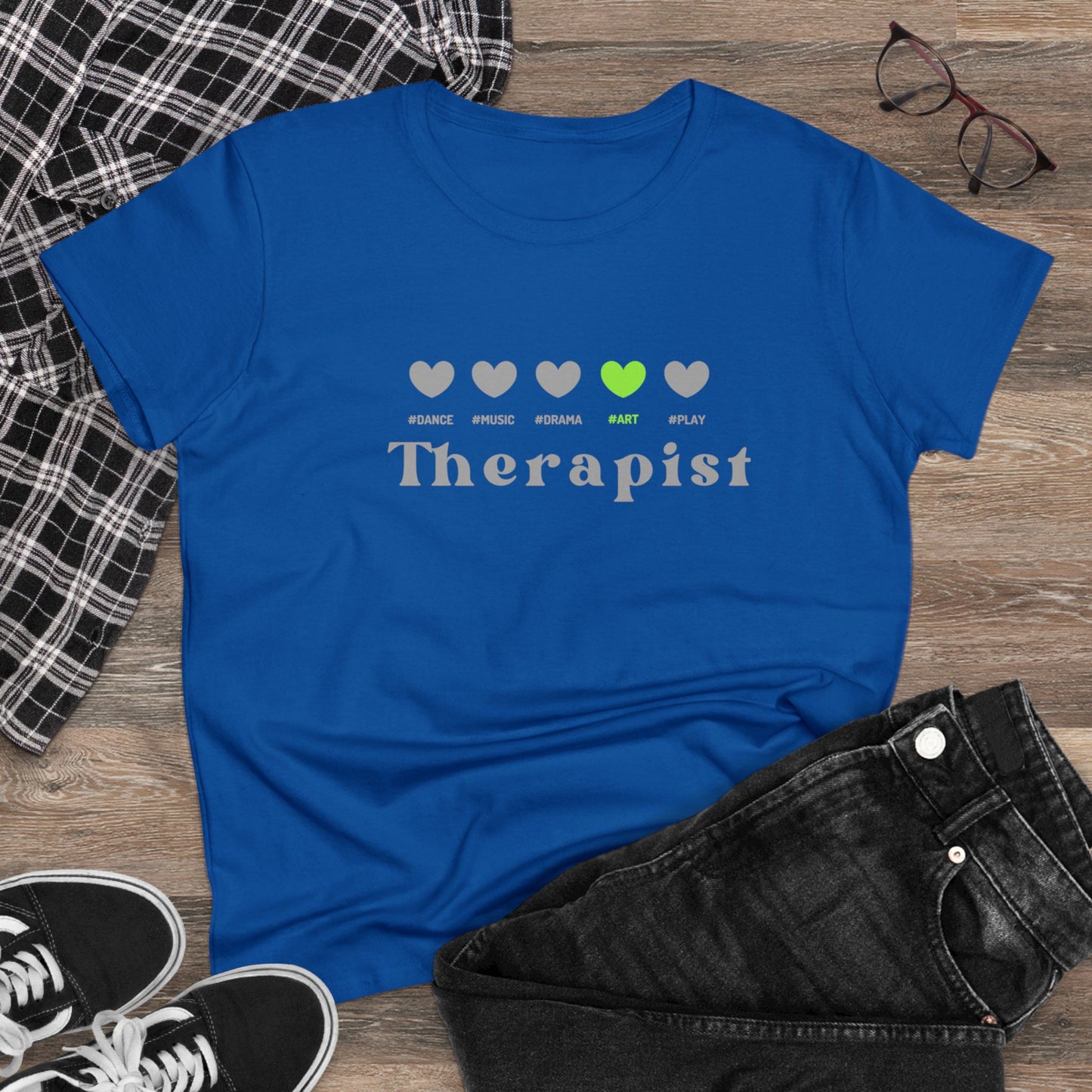 Green 5 hearts - Art - Women's Midweight Cotton Tee