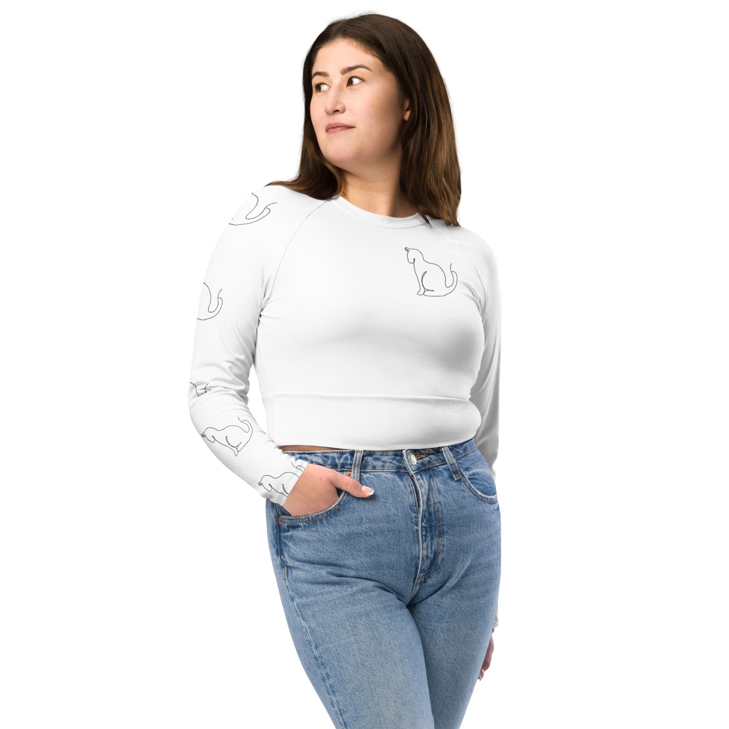 One CAT long-sleeve crop top Black