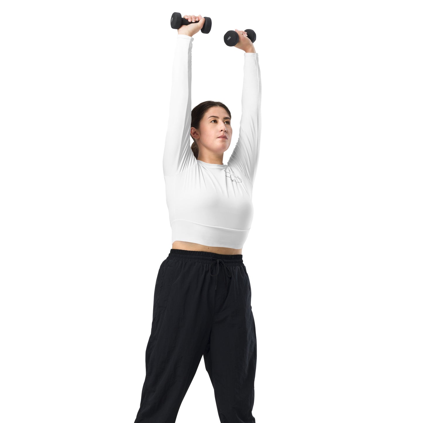 One CAT long-sleeve crop top Black