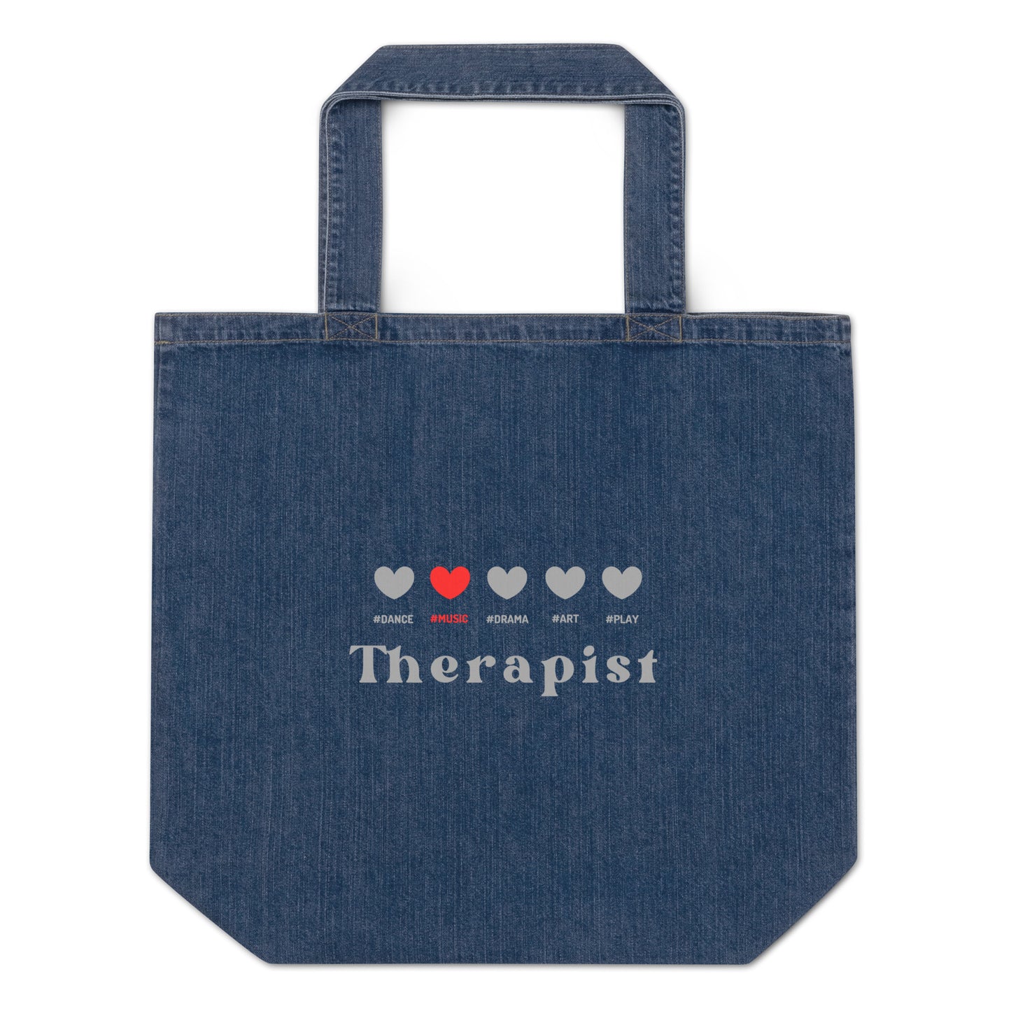 Dope 5 Hearts Music red denim tote bag