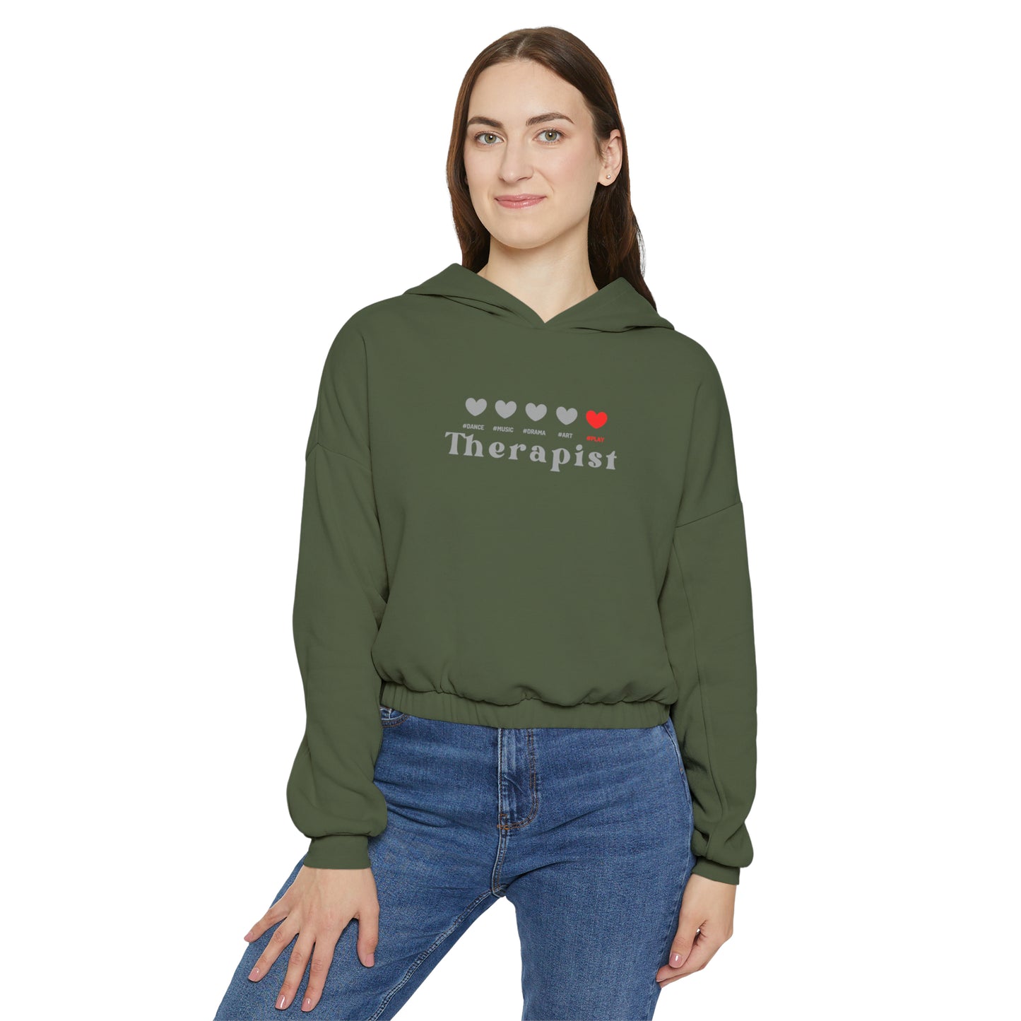 Red 5 hearts Play - Women's Cinched Bottom Hoodie