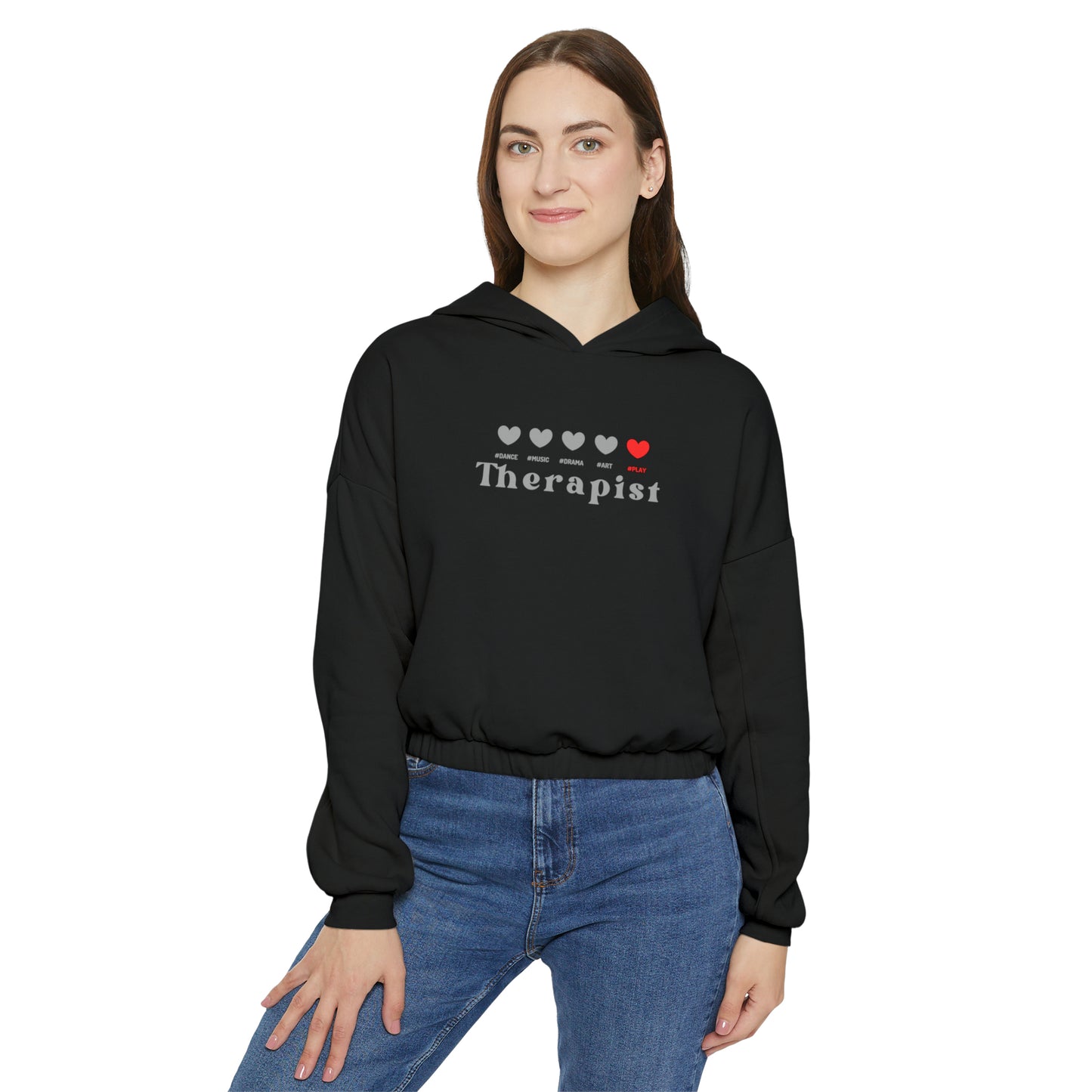 Red 5 hearts Play - Women's Cinched Bottom Hoodie