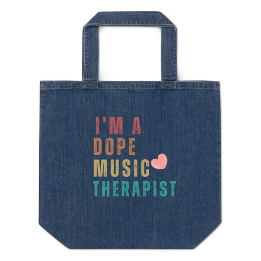 Dope Music Organic denim tote bag